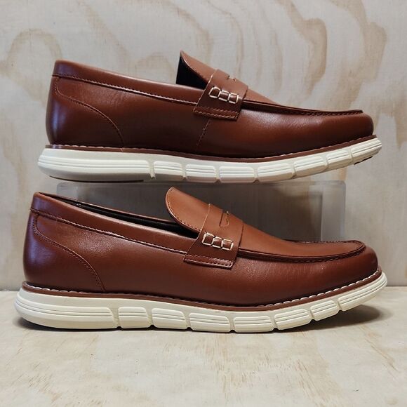 Bruno Marc Brown Faux Leather Penny Loafer Tan Vegan Driving Shoe Men 10.5 - Picture 1 of 8